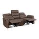 Meloni Double Glider Reclining Sofa | Drop-Down Table | Brown Microfiber