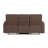 Meloni Double Glider Reclining Sofa | Drop-Down Table | Brown Microfiber