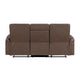 Meloni Double Glider Reclining Sofa | Drop-Down Table | Brown Microfiber