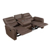Meloni Double Glider Reclining Sofa | Drop-Down Table | Brown Microfiber