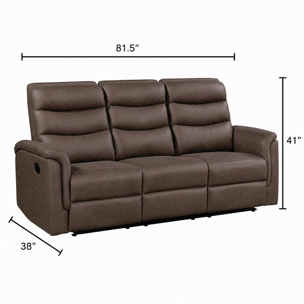 Meloni Double Glider Reclining Sofa | Drop-Down Table | Brown Microfiber