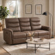 Meloni Double Glider Reclining Sofa | Drop-Down Table | Brown Microfiber