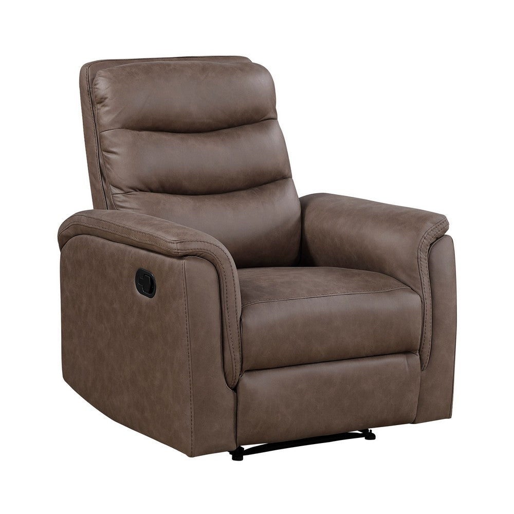 Meloni Reclining Chair with Pull-Hand Mechanism | Brown Microfiber