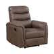 Meloni Reclining Chair with Pull-Hand Mechanism | Brown Microfiber