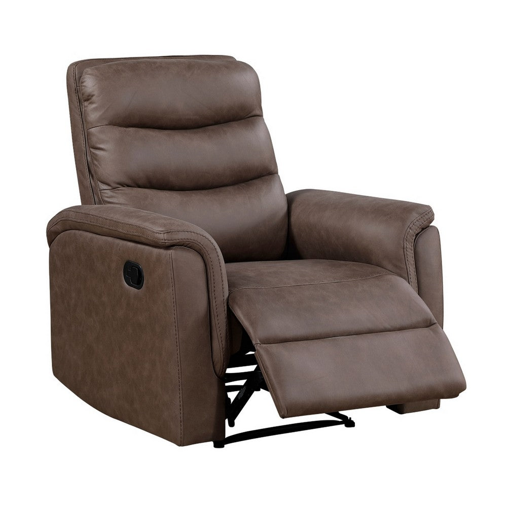 Meloni Reclining Chair with Pull-Hand Mechanism | Brown Microfiber