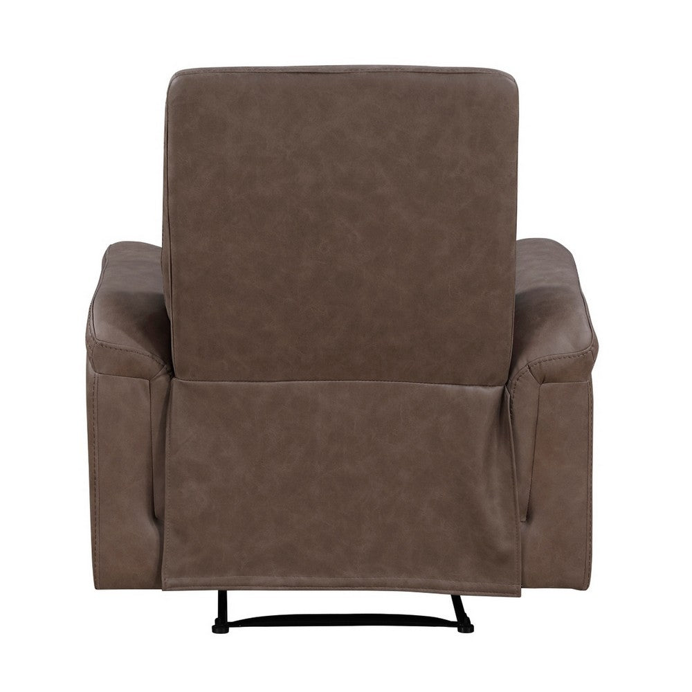 Meloni Reclining Chair with Pull-Hand Mechanism | Brown Microfiber