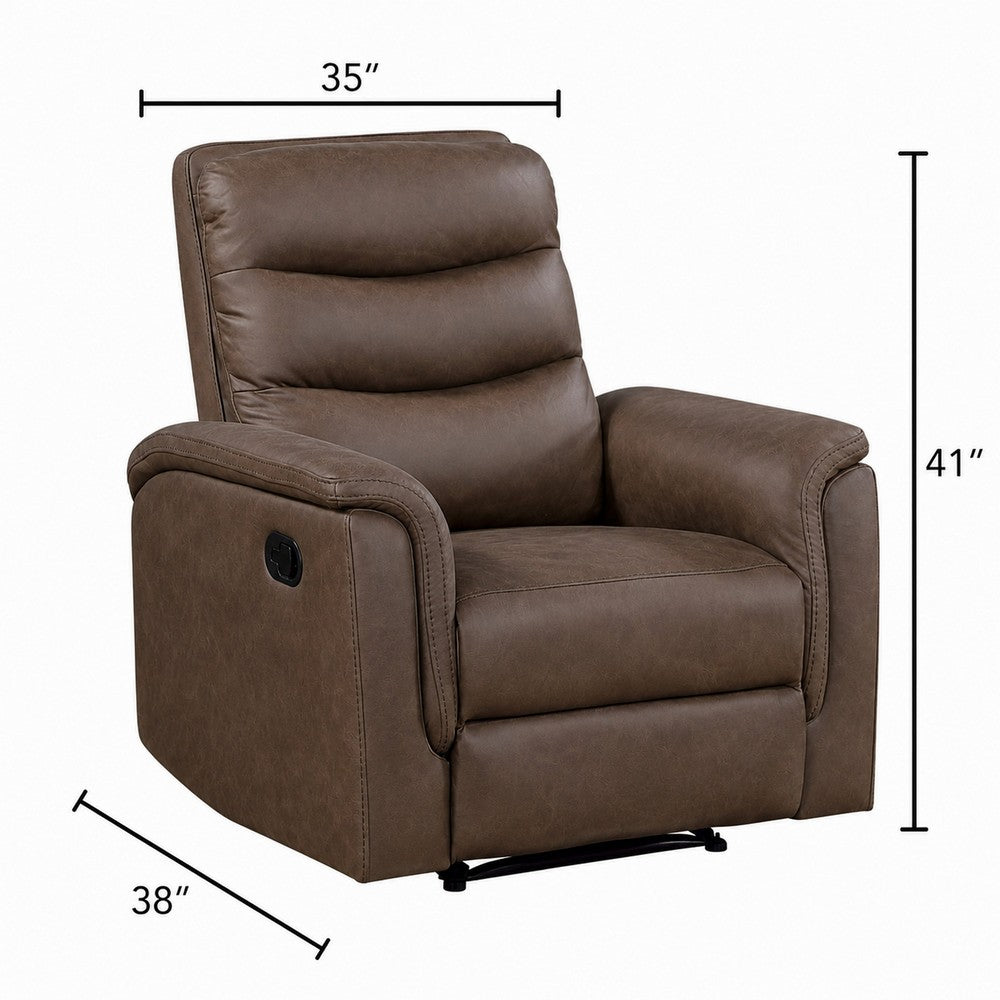 Meloni Reclining Chair with Pull-Hand Mechanism | Brown Microfiber