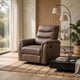 Meloni Reclining Chair with Pull-Hand Mechanism | Brown Microfiber