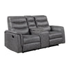 Meloni Glider Reclining Loveseat | Console and Holders | Gray Microfiber