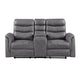 Meloni Glider Reclining Loveseat | Console and Holders | Gray Microfiber