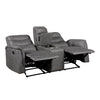 Meloni Glider Reclining Loveseat | Console and Holders | Gray Microfiber