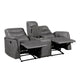 Meloni Glider Reclining Loveseat | Console and Holders | Gray Microfiber