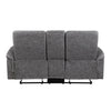 Meloni Glider Reclining Loveseat | Console and Holders | Gray Microfiber