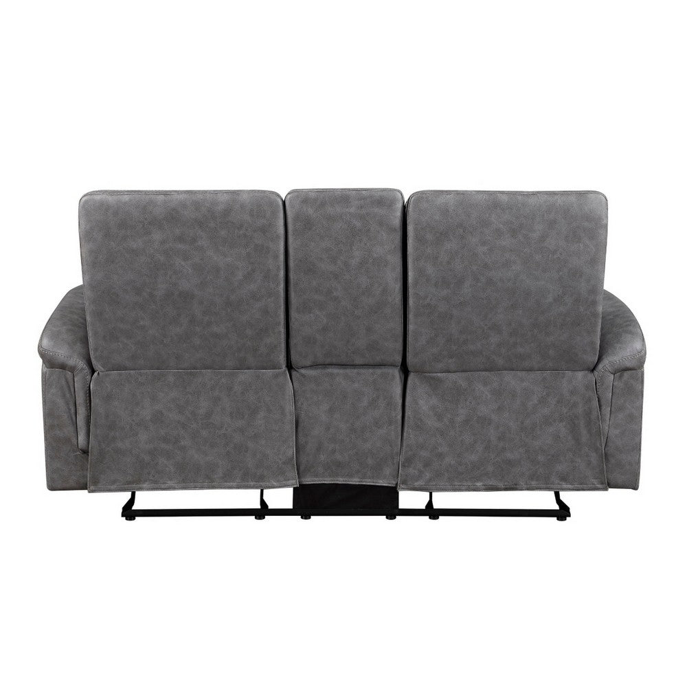 Meloni Glider Reclining Loveseat | Console and Holders | Gray Microfiber