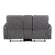 Meloni Glider Reclining Loveseat | Console and Holders | Gray Microfiber