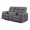 Meloni Glider Reclining Loveseat | Console and Holders | Gray Microfiber