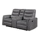 Meloni Glider Reclining Loveseat | Console and Holders | Gray Microfiber
