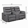 Meloni Glider Reclining Loveseat | Console and Holders | Gray Microfiber