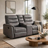 Meloni Glider Reclining Loveseat | Console and Holders | Gray Microfiber