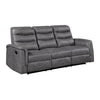 Meloni Double Glider Reclining Sofa | Drop-Down Table | Gray Microfiber