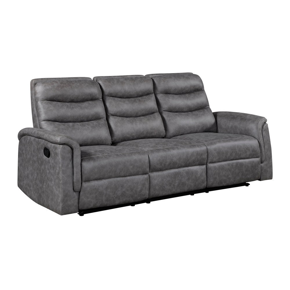 Meloni Double Glider Reclining Sofa | Drop-Down Table | Gray Microfiber