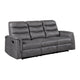 Meloni Double Glider Reclining Sofa | Drop-Down Table | Gray Microfiber