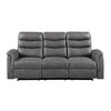Meloni Double Glider Reclining Sofa | Drop-Down Table | Gray Microfiber