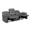 Meloni Double Glider Reclining Sofa | Drop-Down Table | Gray Microfiber