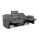 Meloni Double Glider Reclining Sofa | Drop-Down Table | Gray Microfiber