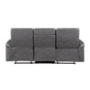 Meloni Double Glider Reclining Sofa | Drop-Down Table | Gray Microfiber