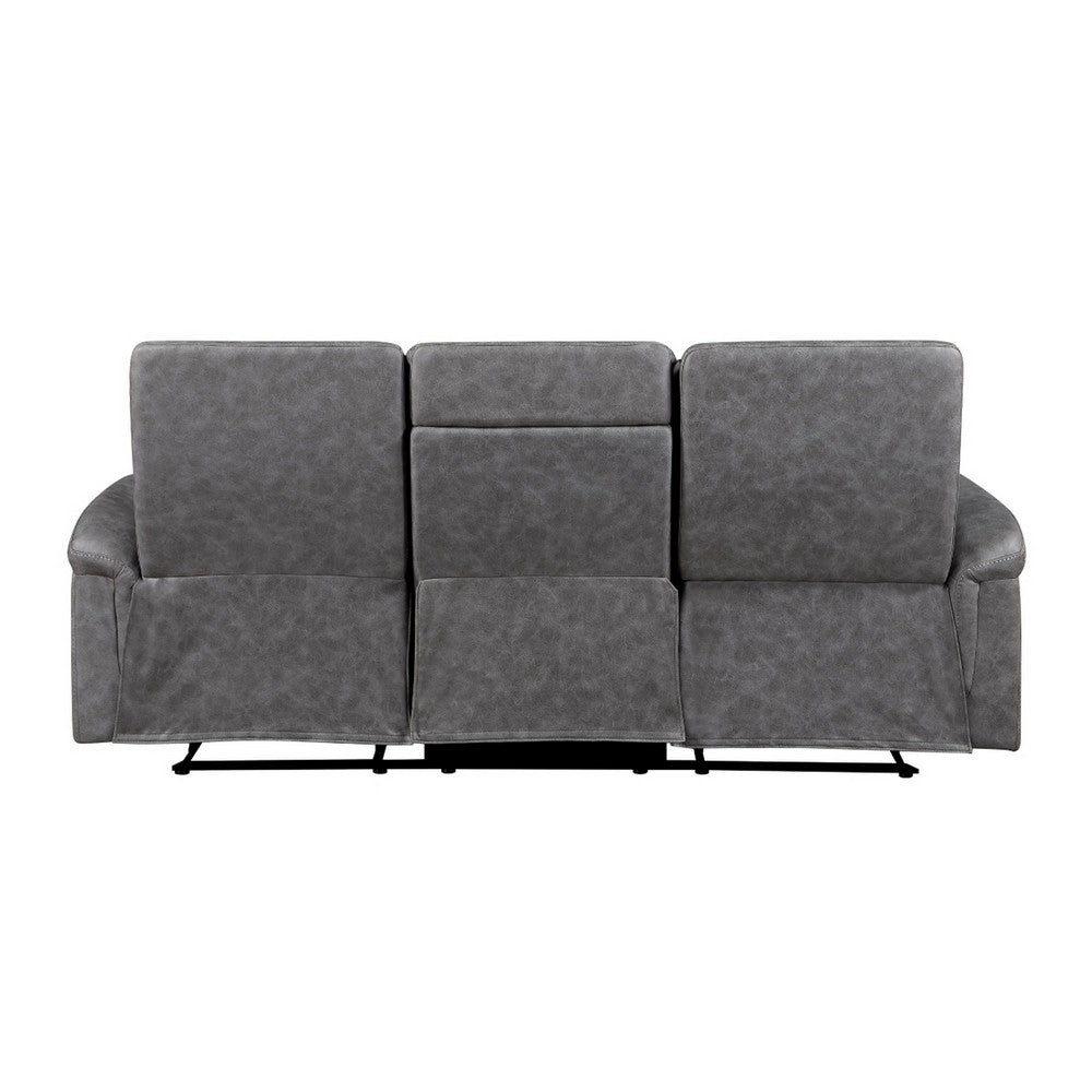 Meloni Double Glider Reclining Sofa | Drop-Down Table | Gray Microfiber