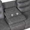 Meloni Double Glider Reclining Sofa | Drop-Down Table | Gray Microfiber