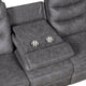 Meloni Double Glider Reclining Sofa | Drop-Down Table | Gray Microfiber