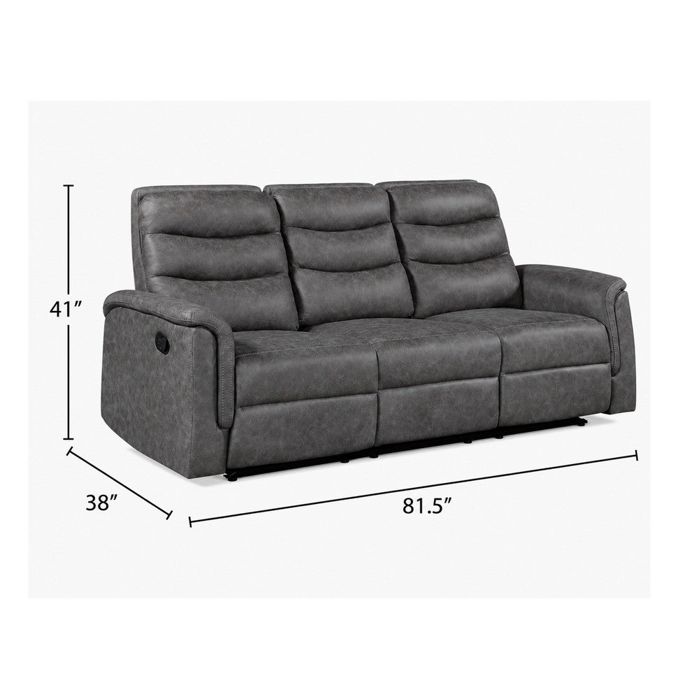 Meloni Double Glider Reclining Sofa | Drop-Down Table | Gray Microfiber