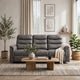 Meloni Double Glider Reclining Sofa | Drop-Down Table | Gray Microfiber