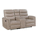 Meloni Glider Reclining Loveseat | Console and Holders | Taupe Fabric