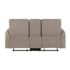 Meloni Glider Reclining Loveseat | Console and Holders | Taupe Fabric