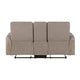 Meloni Glider Reclining Loveseat | Console and Holders | Taupe Fabric