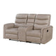 Meloni Glider Reclining Loveseat | Console and Holders | Taupe Fabric