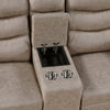Meloni Glider Reclining Loveseat | Console and Holders | Taupe Fabric