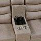 Meloni Glider Reclining Loveseat | Console and Holders | Taupe Fabric