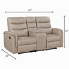 Meloni Glider Reclining Loveseat | Console and Holders | Taupe Fabric