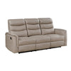 Meloni Double Glider Reclining Sofa | Drop-Down Table | Taupe Microfiber
