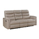 Meloni Double Glider Reclining Sofa | Drop-Down Table | Taupe Microfiber