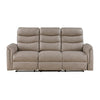 Meloni Double Glider Reclining Sofa | Drop-Down Table | Taupe Microfiber