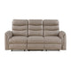 Meloni Double Glider Reclining Sofa | Drop-Down Table | Taupe Microfiber