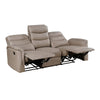 Meloni Double Glider Reclining Sofa | Drop-Down Table | Taupe Microfiber