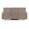 Meloni Double Glider Reclining Sofa | Drop-Down Table | Taupe Microfiber