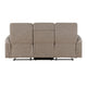Meloni Double Glider Reclining Sofa | Drop-Down Table | Taupe Microfiber