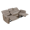 Meloni Double Glider Reclining Sofa | Drop-Down Table | Taupe Microfiber